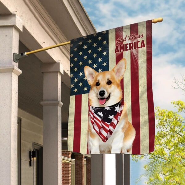 Corgi God Bless House Flag – Dog Flags Outdoor – Dog Lovers Gifts for Him or Her