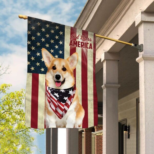 Corgi God Bless House Flag – Dog Flags Outdoor – Dog Lovers Gifts for Him or Her
