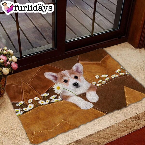 Corgi Holding Daisy Doormat – Outdoor Decor –  Unique Gifts Doormat