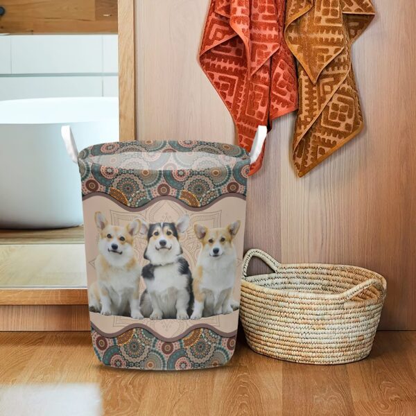 Corgi In Mandala Pattern Laundry Basket – Dog Laundry Basket – Christmas Gift For Her – Home Decor