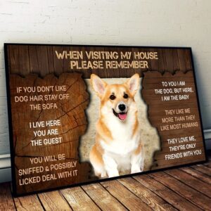 Corgi Please Remember When Visiting Our House Poster Dog Wall Art Poster To Print Housewarming Gifts 1