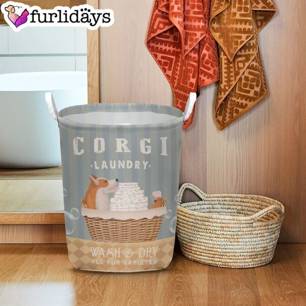 Corgi Wash And Dry Laundry Basket – Dog Laundry Basket – Christmas Gift For Her – Home Decor