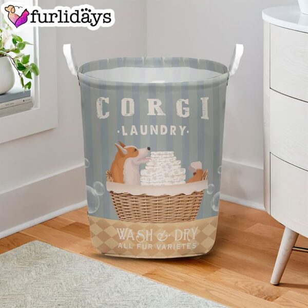 Corgi Wash And Dry Laundry Basket – Dog Laundry Basket – Christmas Gift For Her – Home Decor