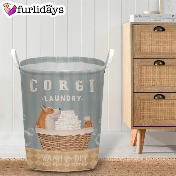 Corgi Wash And Dry Laundry Basket – Dog Laundry Basket – Christmas Gift For Her – Home Decor