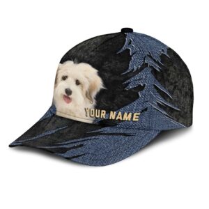 Coton De Tulear Jean Background Custom Name Cap Classic Baseball Cap All Over Print Gift For Dog Lovers 3 n31ss0