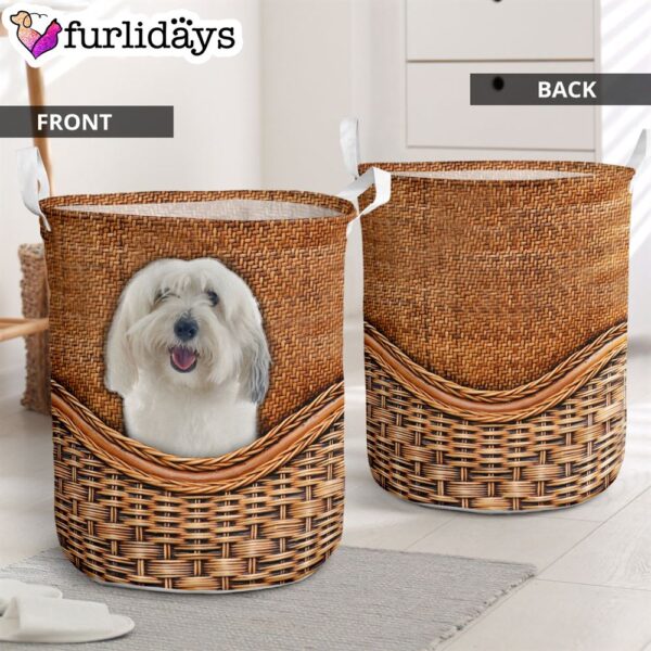Coton De Tulear Rattan Texture – Dog Laundry Basket – Christmas Gift For Her – Home Decor