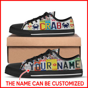 Crab License Plates Low Top Shoes Canvas Shoes Personalized Custom Best Gift For Men And Women 1