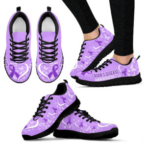 Crohn s Disease Awareness Heart Ribbon Sneaker Walking Shoes Best Gift For Men And Women Malalan 1