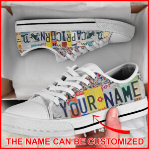 Custom Name Capricorn License Plates Low Top Lowtop Casual Shoes Gift For Adults Walking Shoes Men Women 1