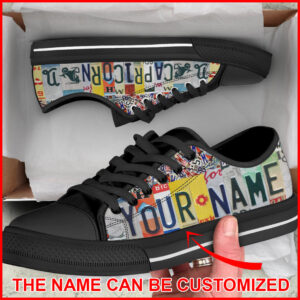 Custom Name Capricorn License Plates Low Top Lowtop Casual Shoes Gift For Adults Walking Shoes Men Women 2