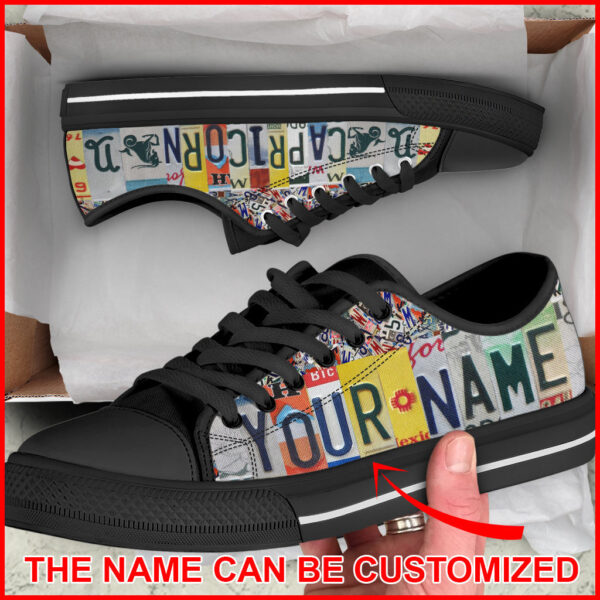 Custom Name Capricorn License Plates Low Top – Lowtop Casual Shoes Gift For Adults –  Walking Shoes Men Women
