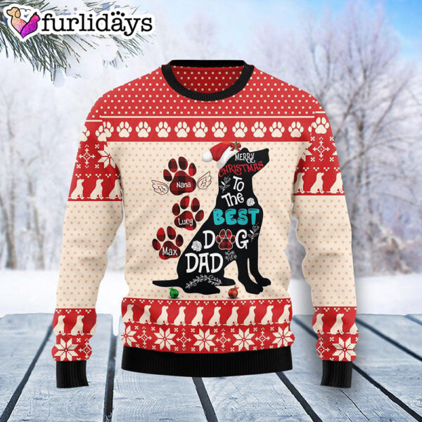 Custom Name Dog Dad Christmas Ugly Christmas Sweater –  Christmas Gift For Pet Lovers