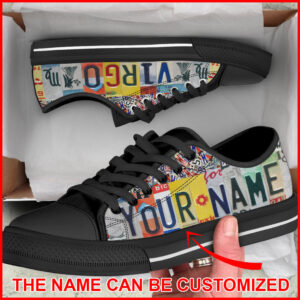 Custom Name Virgo License Plates Low Top Shoes Virgo Zodiac Sign Horoscope Shoes Lowtop Casual Shoes Gift For Adults 2