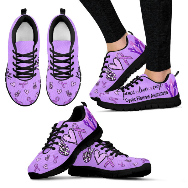 Cystic Fibrosis Shoes Peace Love Cure Sneaker Walking Shoes – Best Gift For Men And Women