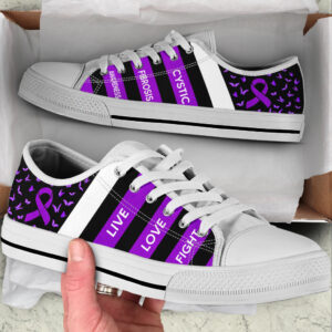 Cystic Fibrosis Shoes Plaid Low Top Shoes Best Gift For Men And Women Cancer Awareness Shoes 1
