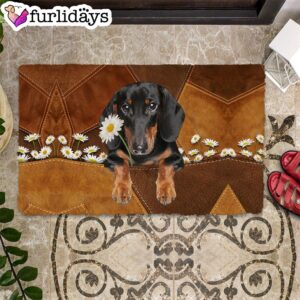Dachshund1 Holding Daisy Doormat Pet Welcome Mats Unique Gifts Doormat 1