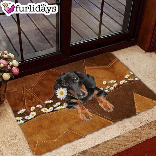 Dachshund1 Holding Daisy Doormat – Pet Welcome Mats –  Unique Gifts Doormat