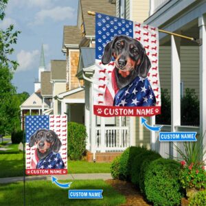 Dachshund America Personalized Flag Garden Dog Flag Custom Dog Garden Flags 1