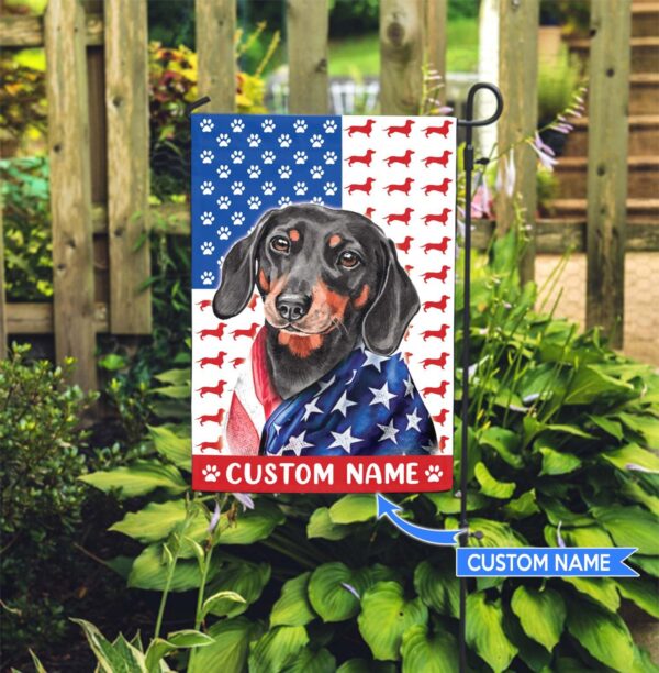 Dachshund America Personalized Flag – Garden Dog Flag – Custom Dog Garden Flags