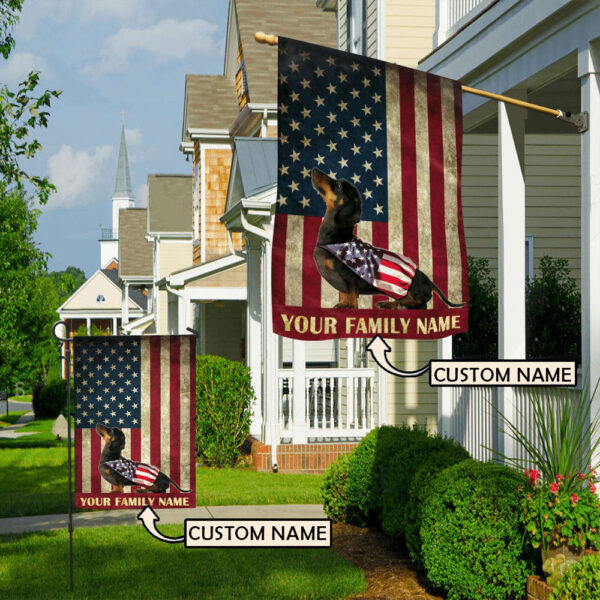 Dachshund & American Personalized Flag – Garden Dog Flag – Custom Dog Garden Flags