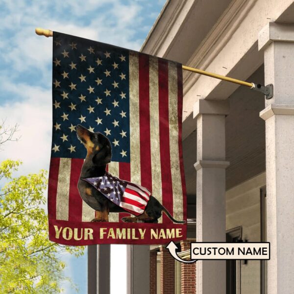 Dachshund & American Personalized Flag – Garden Dog Flag – Custom Dog Garden Flags