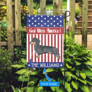 Dachshund Black God Bless America Personalized Flag Garden Dog Flag Personalized Dog Garden Flags 3