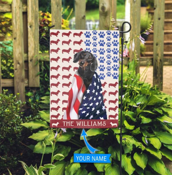 Dachshund Black Personalized Flag – Garden Dog Flag – Custom Dog Garden Flags