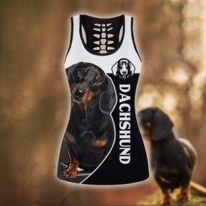 Dachshund Black Sport Hollow Tanktop Legging Set Outfit Casual Workout Sets Dog Lovers Gifts For Him Or Her 3 chhdxo