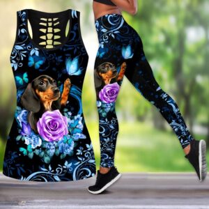 Dachshund Butterfly With Rose Hollow Tanktop…