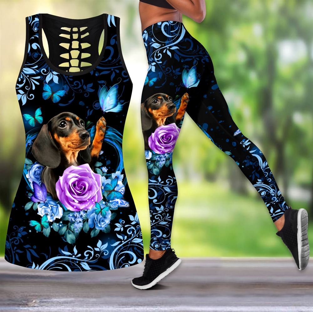 A Girl Love Dachshund Hollow Tanktop Legging Set Outfit - Casual Workout  Sets - Dog Lovers Gifts For Him Or Her - Furlidays