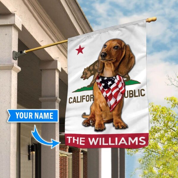 Dachshund California Personalized Garden Flag – Custom Dog Garden Flags – Dog Flags Outdoor