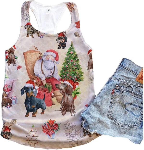 Dachshund Dog Christmas Winter Tank Top – Summer Casual Tank Tops For Women – Gift For Young Adults