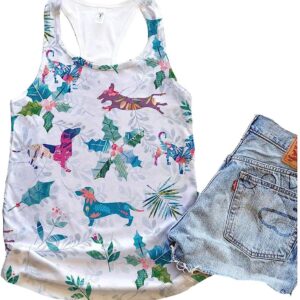 Dachshund Dog Colorful Floral Tank Top Summer Casual Tank Tops For Women Gift For Young Adults 1 otdk8o