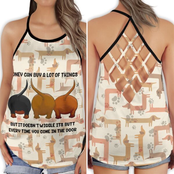 Dachshund Dog Love Fresh Summer Criss Cross Open Back Tank Top – Workout Shirts – Gift For Dog Lovers