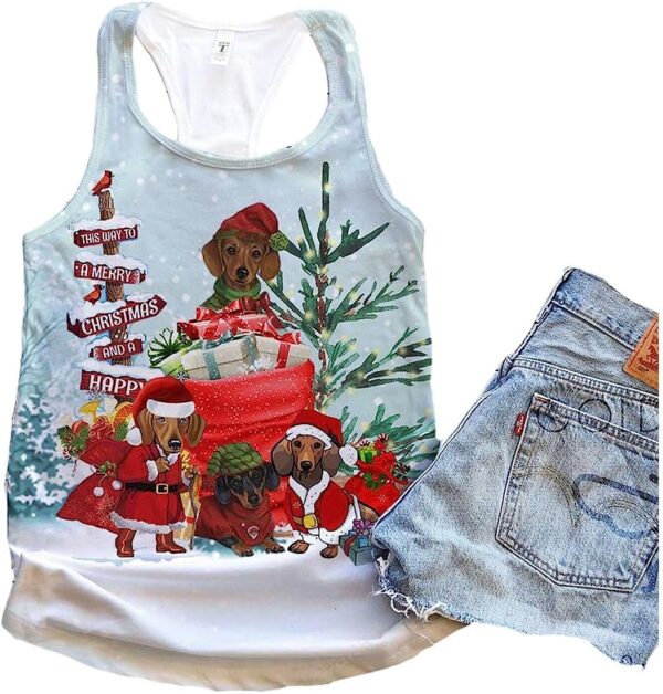 Dachshund Dog Lovely Christmas Art Tank Top – Summer Casual Tank Tops For Women – Gift For Young Adults