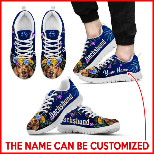 Dachshund Dog Lover Shoes Flower Power Sneaker Walking Shoes – Personalized Custom – Best Gift For Dog Lover