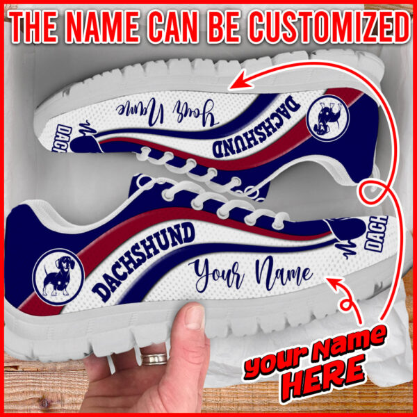 Dachshund Dog Lover Shoes Symbol Stripes Pattern Sneaker Walking Shoes – Personalized Custom – Best Shoes For Dog Mom