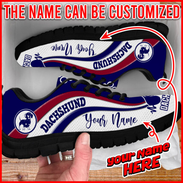 Dachshund Dog Lover Shoes Symbol Stripes Pattern Sneaker Walking Shoes – Personalized Custom – Best Shoes For Dog Mom