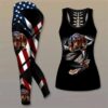 Dachshund Dog  With American Flag Hollow Tanktop Legging Set Outfit – Casual Workout Sets – Dog Lovers Gifts For Him Or Her