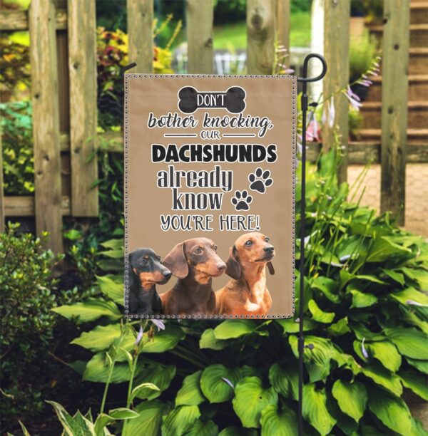 Dachshund Don’t Bother Knocking Custom Garden Flag – Garden Dog Flag – Custom Dog Garden Flags
