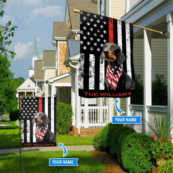 Dachshund Firefighter Personalized Flag – Garden Dog Flag – Custom Dog Garden Flags