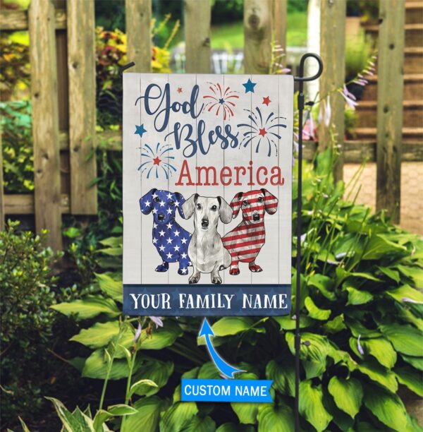Dachshund Firework Blue Personalized Flag – Garden Dog Flag – Custom Dog Garden Flags – Dog Gifts For Owners