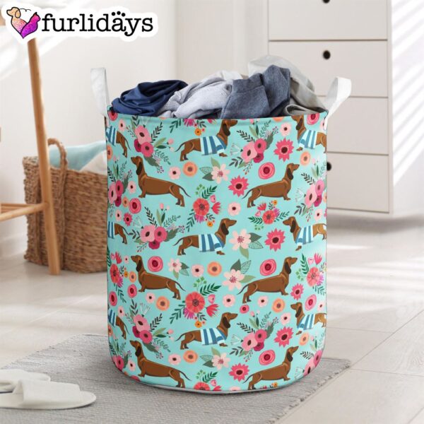 Dachshund Flower Laundry Basket – Dog Laundry Basket – Christmas Gift For Her – Home Decor