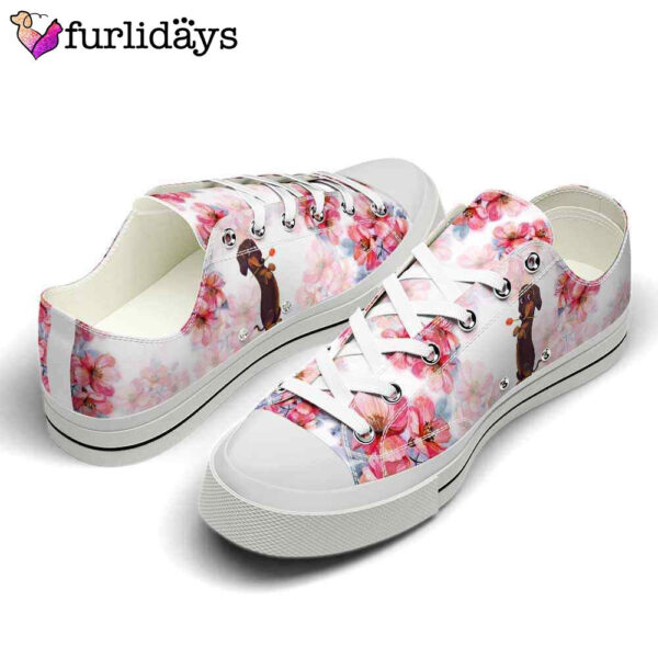 Dachshund Flowers Watercolor Low Top Shoes  – Happy International Dog Day Canvas Sneaker – Owners Gift Dog Breeders