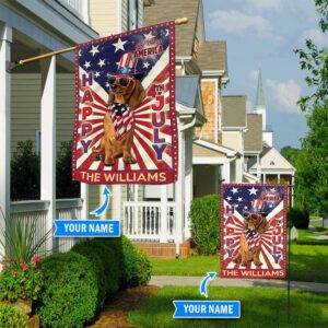Dachshund God Bless America 4th Of July Personalized Flag Custom Dog Garden Flags Dog Flags Outdoor 1