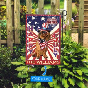 Dachshund God Bless America 4th Of July Personalized Flag Custom Dog Garden Flags Dog Flags Outdoor 2