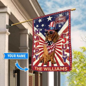 Dachshund God Bless America 4th Of July Personalized Flag Custom Dog Garden Flags Dog Flags Outdoor 3