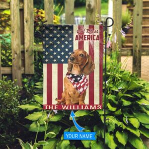 Dachshund God Bless America Personalized Flag Custom Dog Garden Flags Dog Flags Outdoor 2