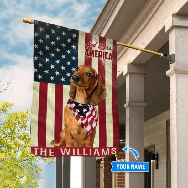 Dachshund God Bless America Personalized Flag – Custom Dog Garden Flags – Dog Flags Outdoor