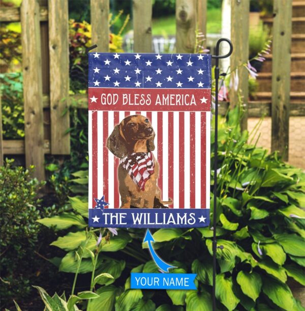 Dachshund God Bless America Personalized Flag – Garden Dog Flag – Custom Dog Garden Flags